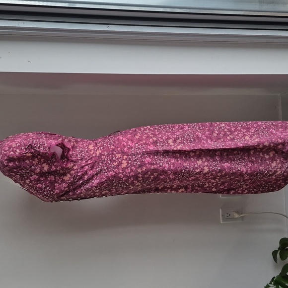 Lucky Brand Lace Trimmed Button Front Floral Midi Dress In Berry Size Small - Picture 6 of 11